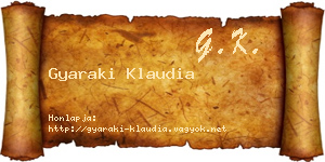 Gyaraki Klaudia névjegykártya